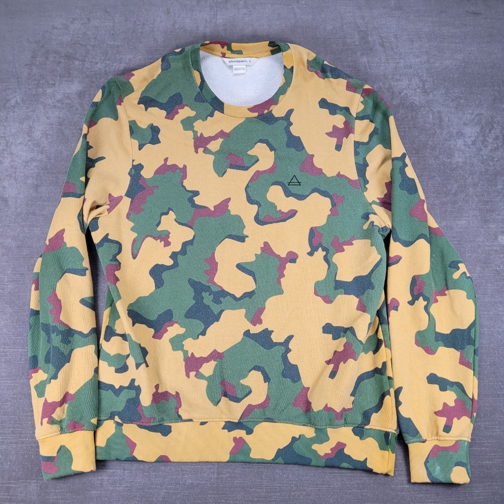 Eleven Paris Camo Print Sweatshirt Pullover Crew Neck Casual Top XL‎